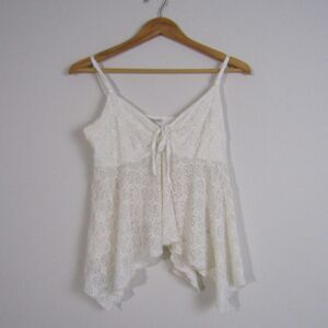 Earthbound Women's Babydoll Top Large Ivory Lace Y2K Grunge Fairy Flowy